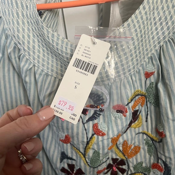 Anthropologie Beaded puff sleeve blouse - Picture 6 of 6